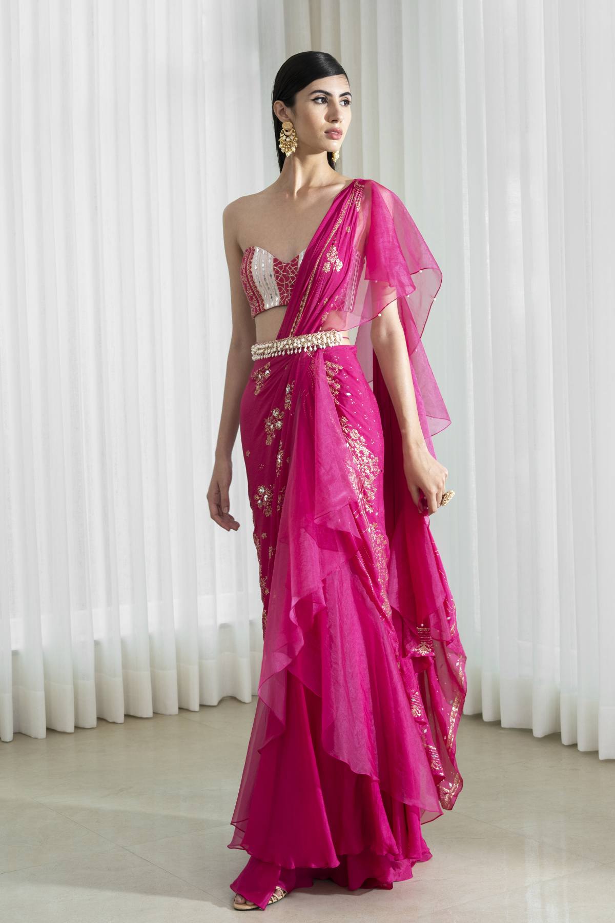 Draped Lehenga Saree Set