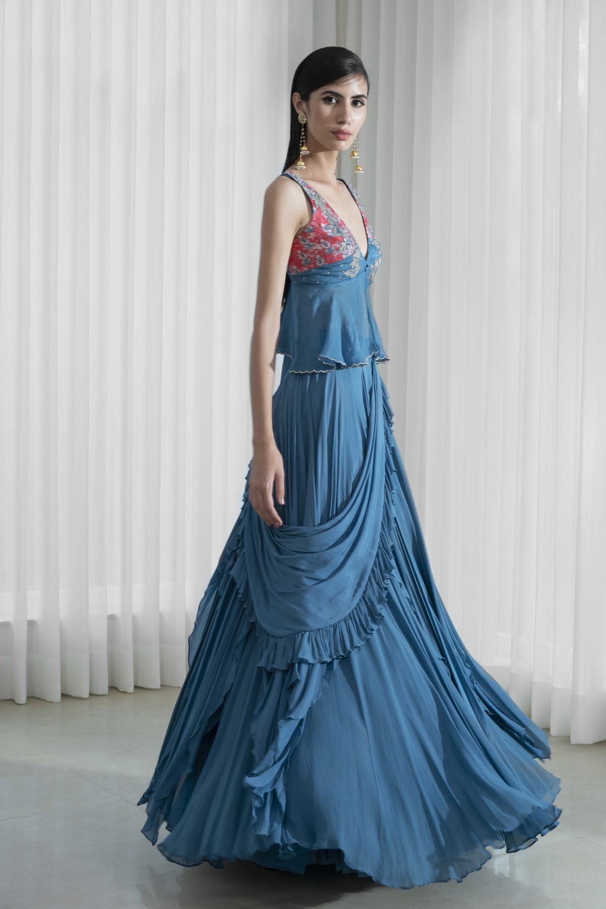 Draped Saree Skirt Set