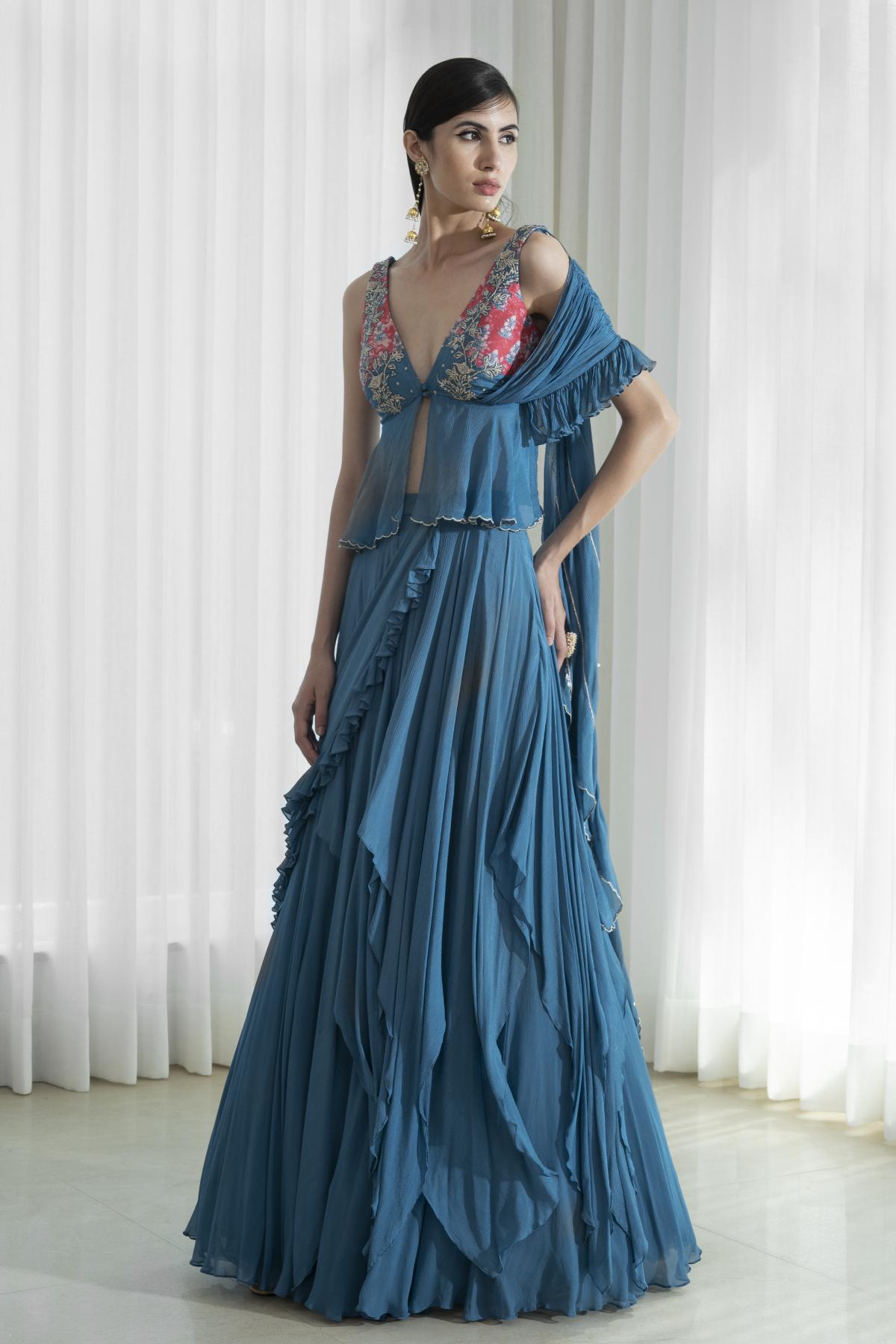 Draped Saree Skirt Set