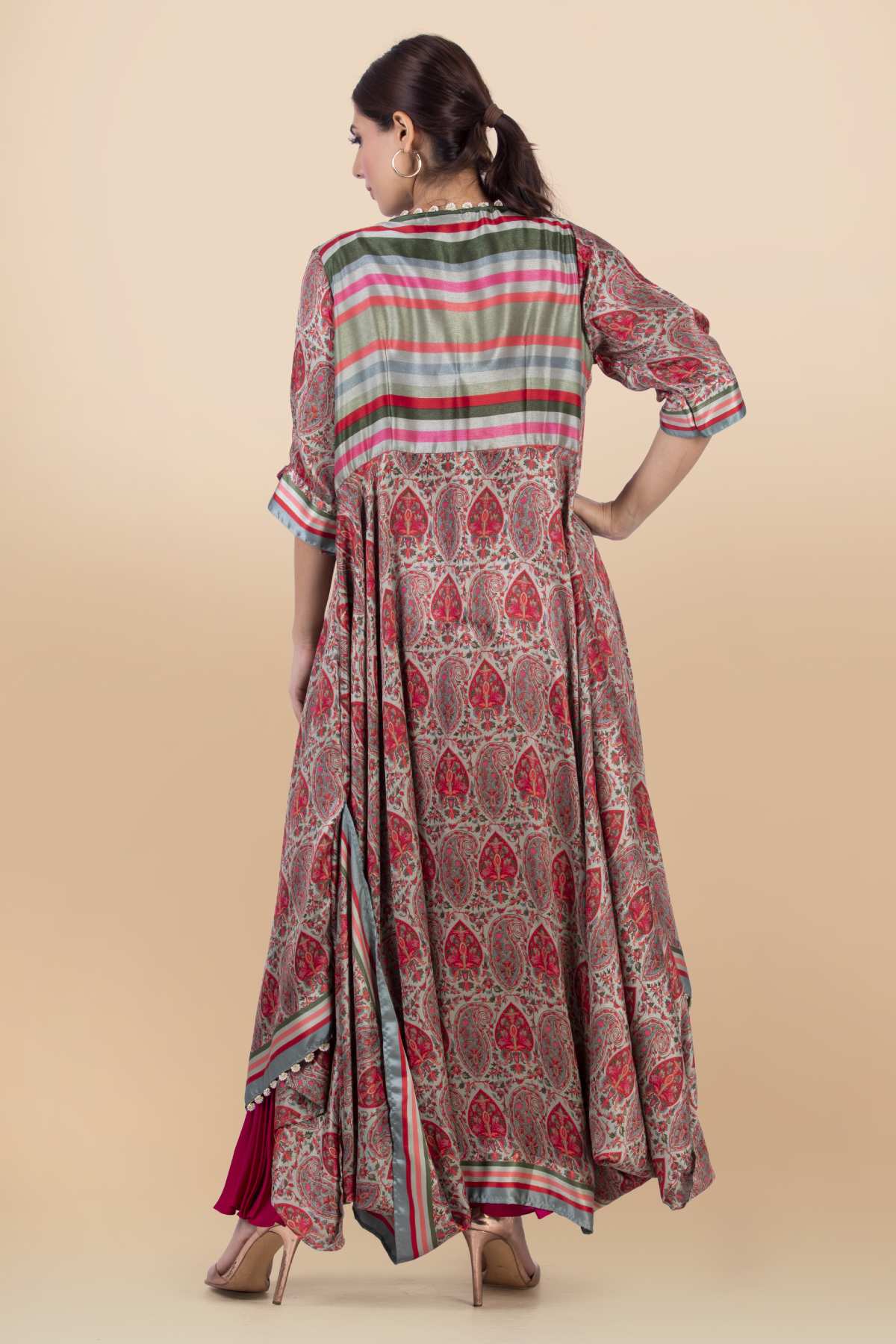 Draped Silk Jacket Set