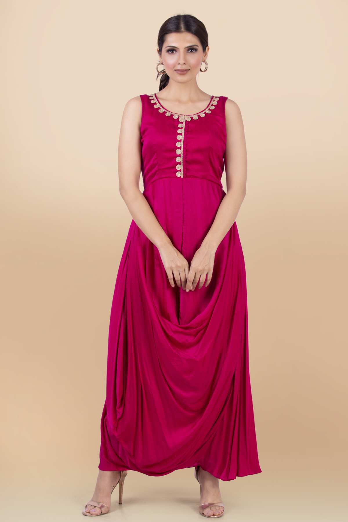 Draped Silk Jacket Set