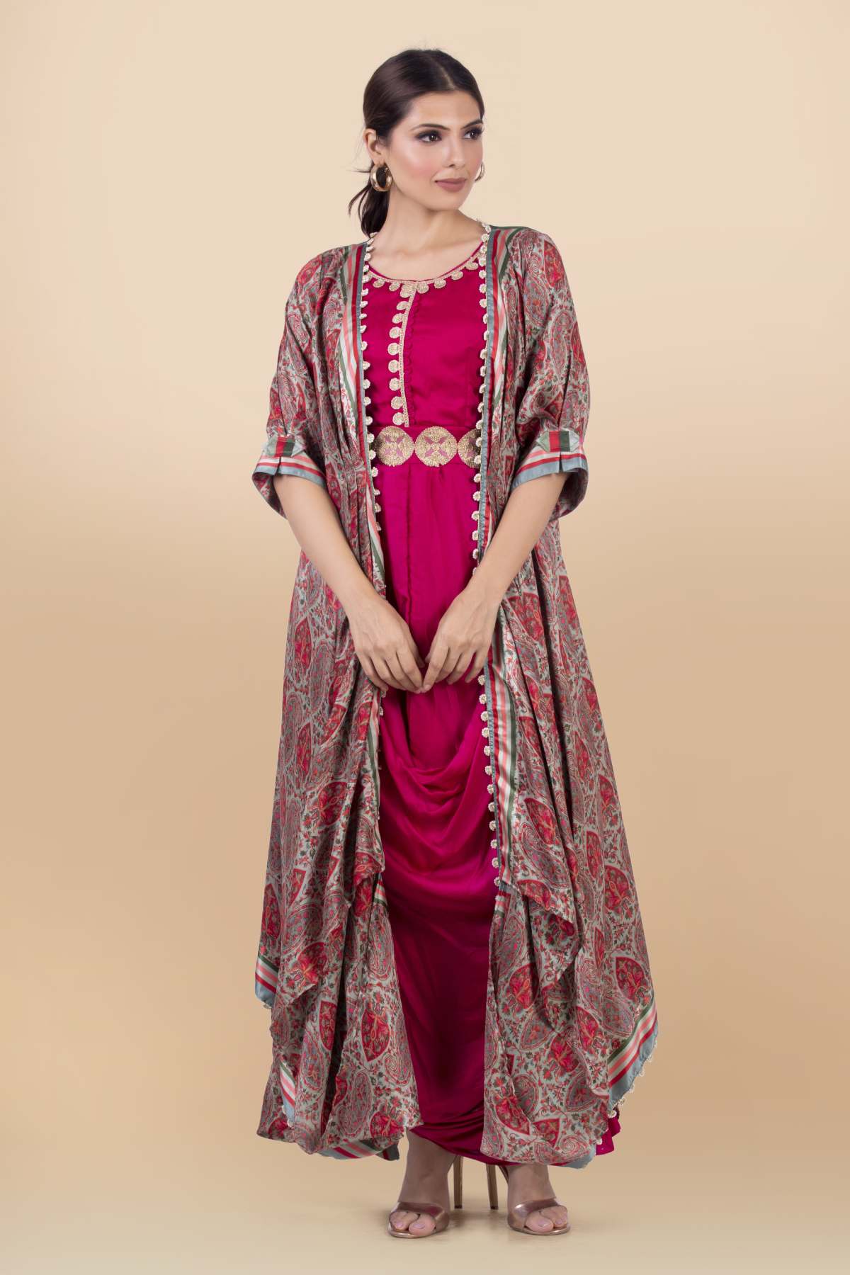 Buy Draped Silk Jacket Set for Women Online