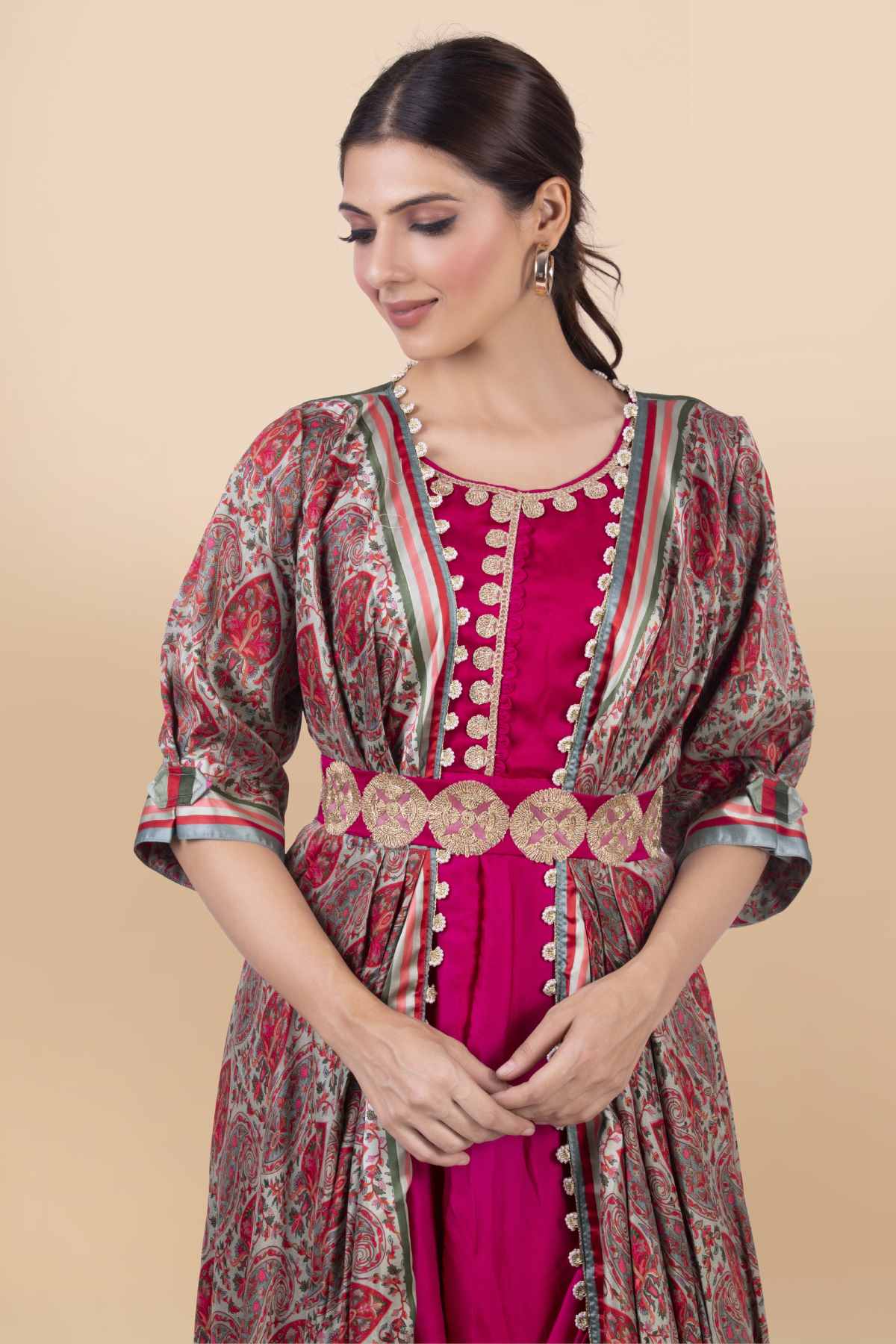 Draped Silk Jacket Set