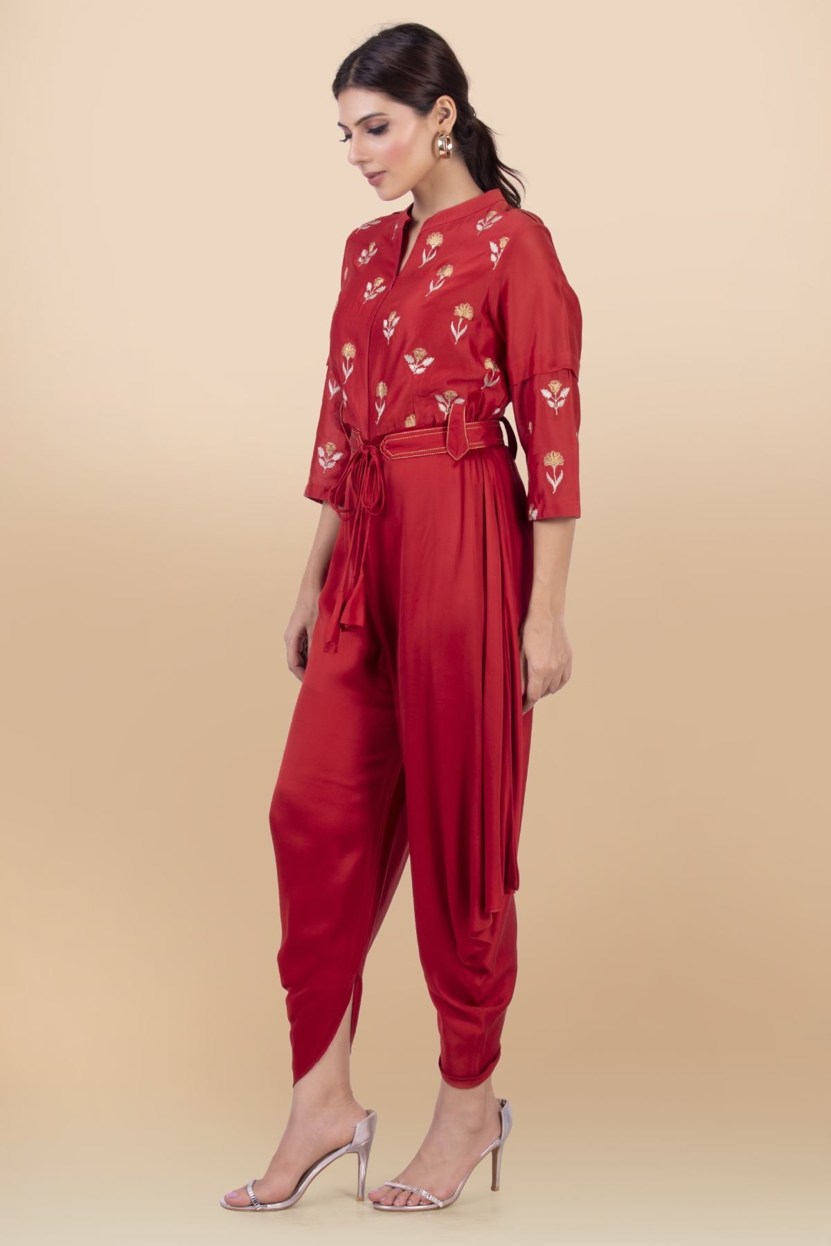 Draped Silk Jumpsuit