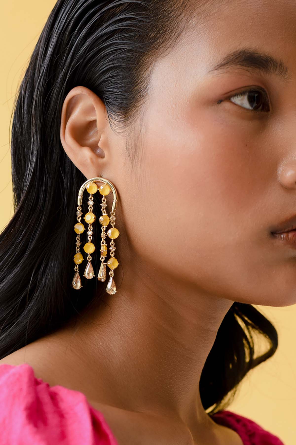 Yellow Drop Hanging Earrings