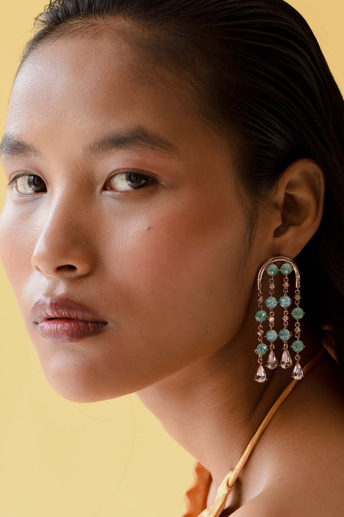 Green Drop Hanging Earrings