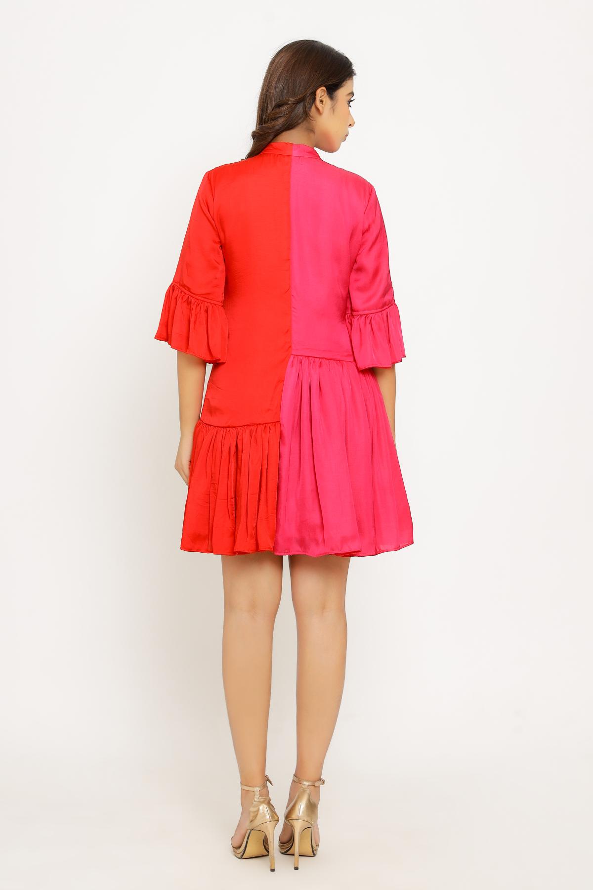 Dual Colour Gather Dress