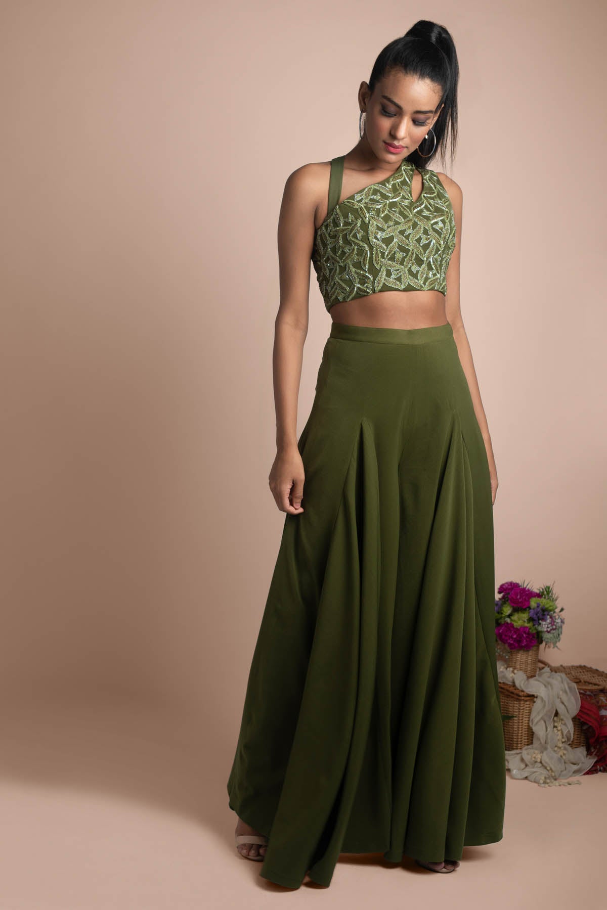 Embellished Draped Pant Set