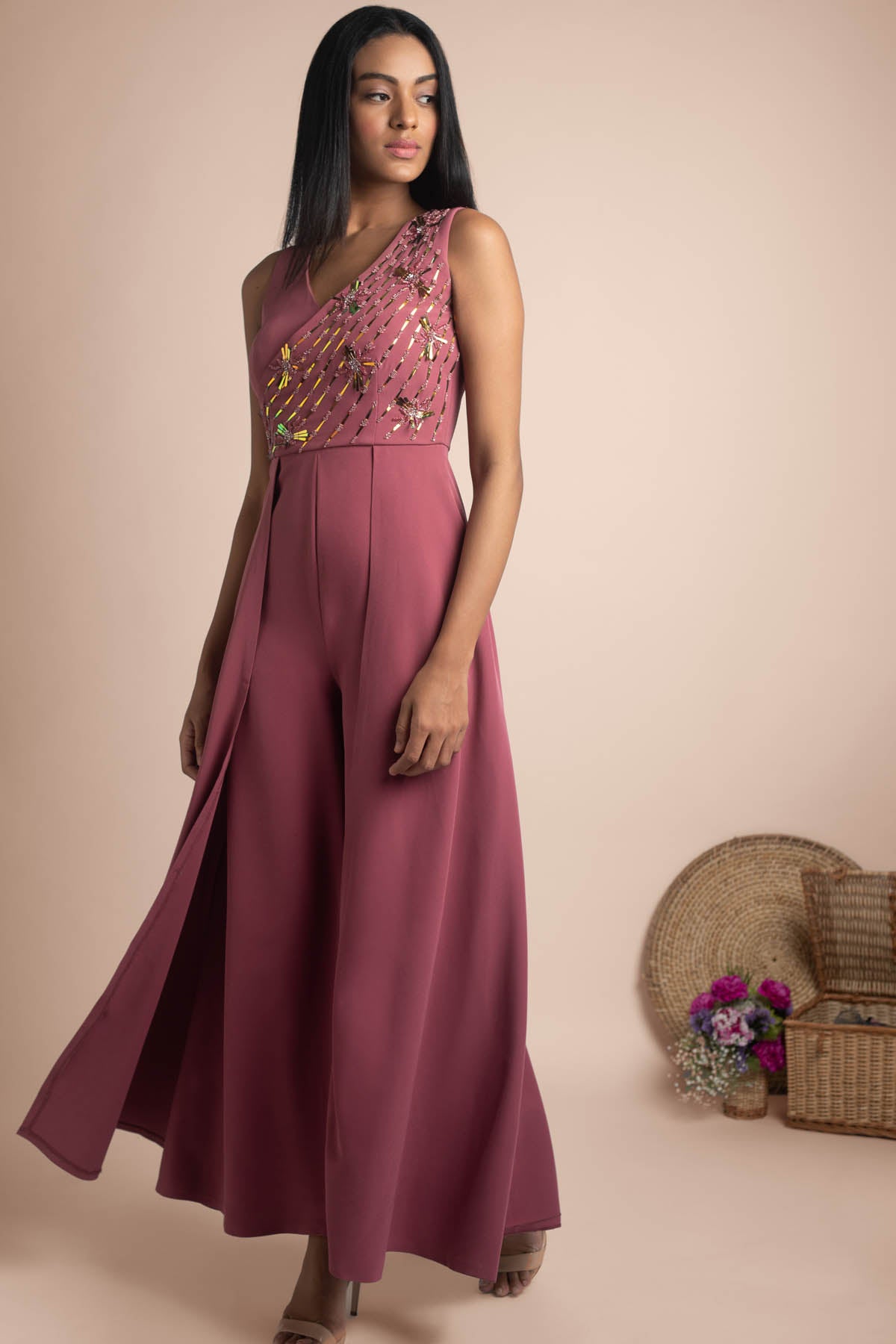 Rouge Pink Gown Jumpsuit