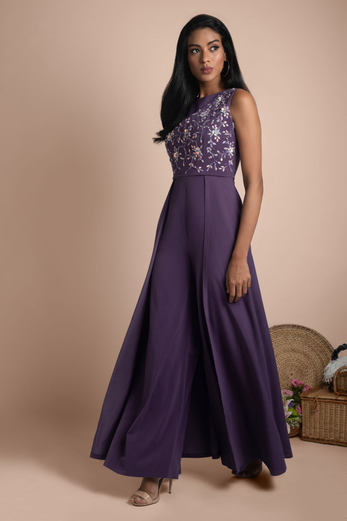 Dark Lavender Gown Jumpsuit