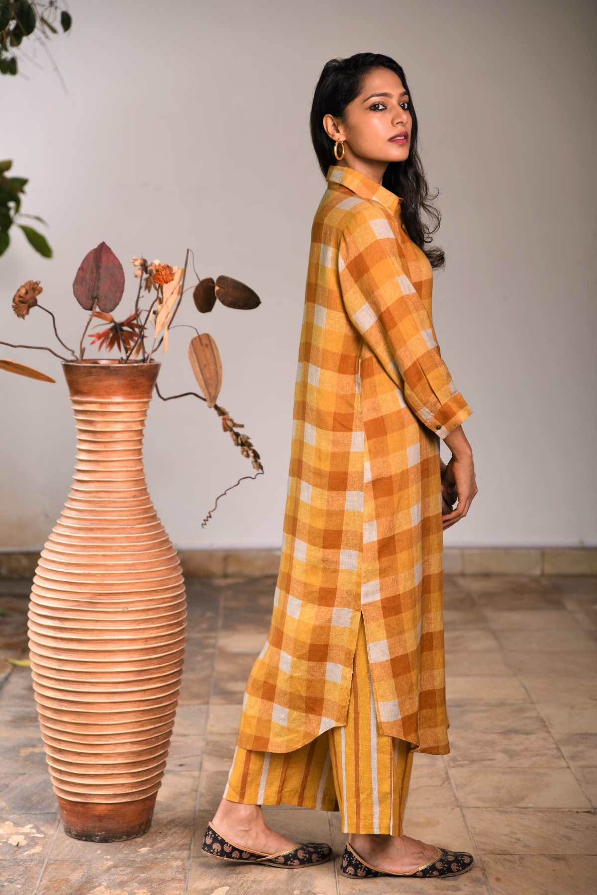 Embroidered Checks Tunic