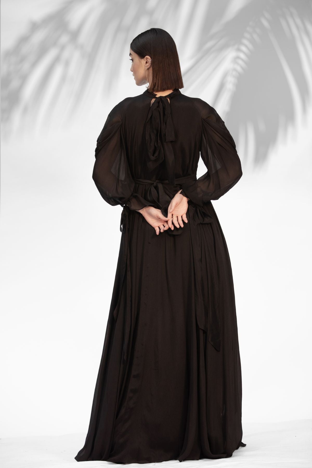 Embroidered Cowled Dress Gown