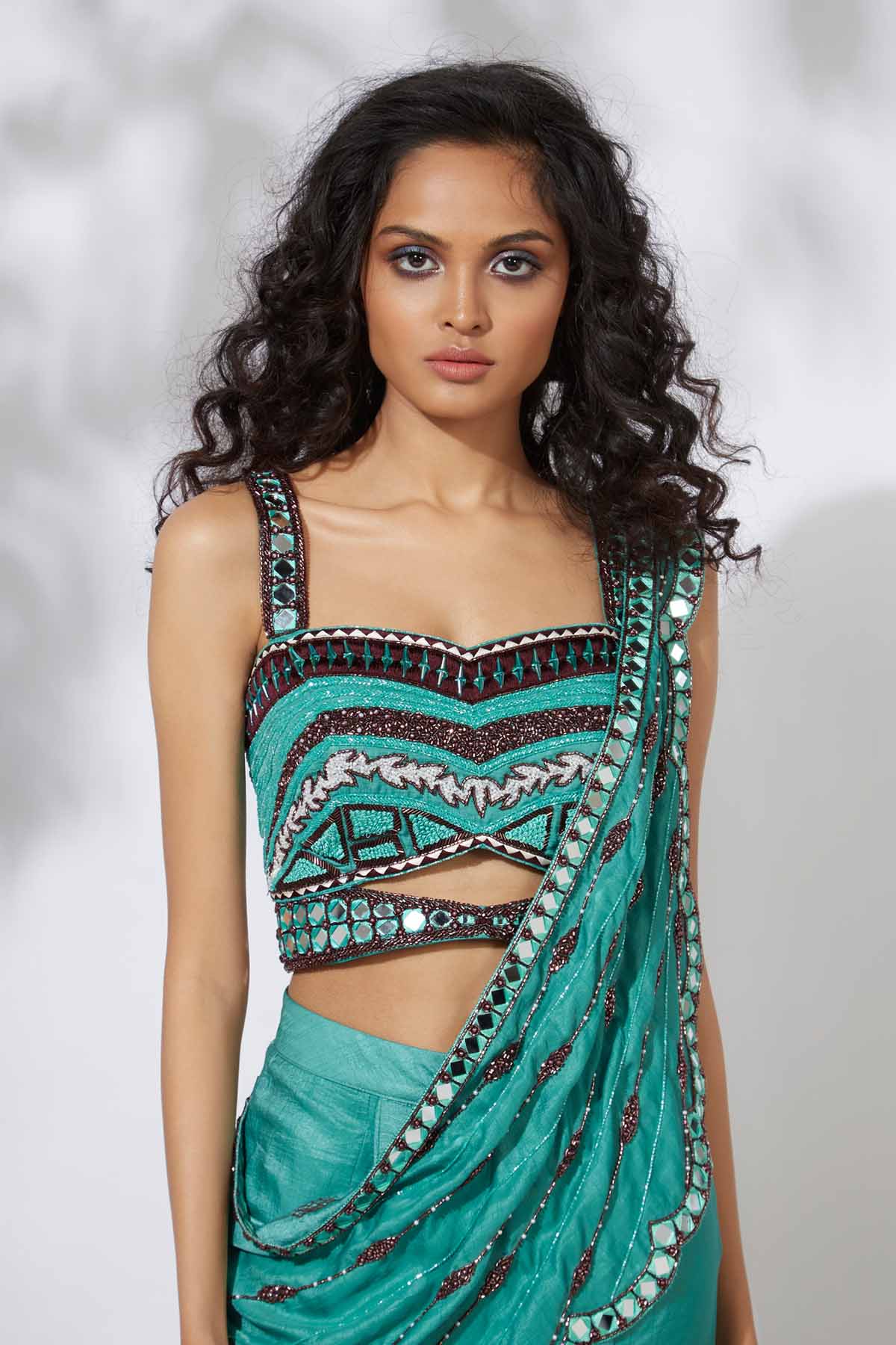 Embroidered Dhoti Saree Set