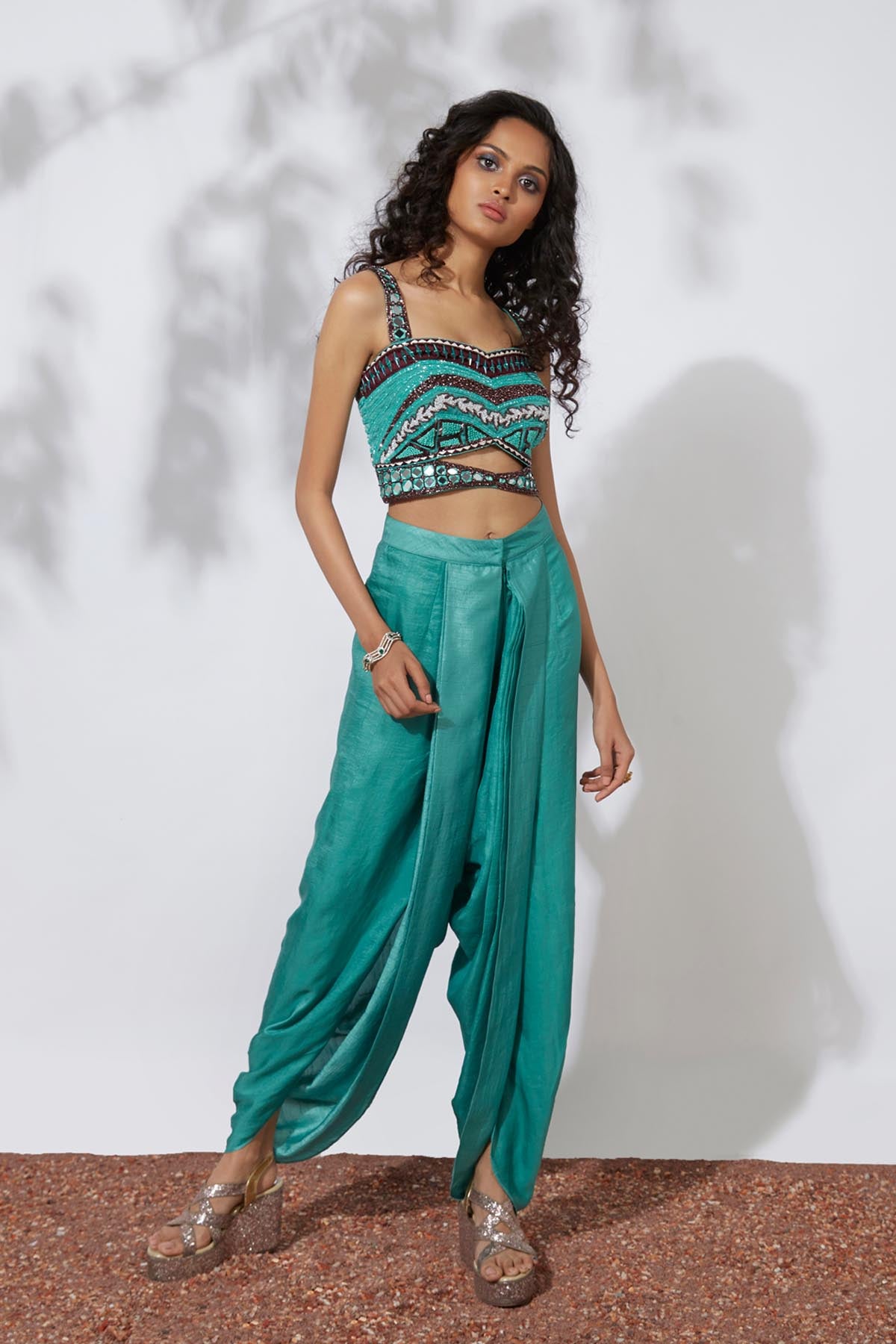 Embroidered Dhoti Saree Set