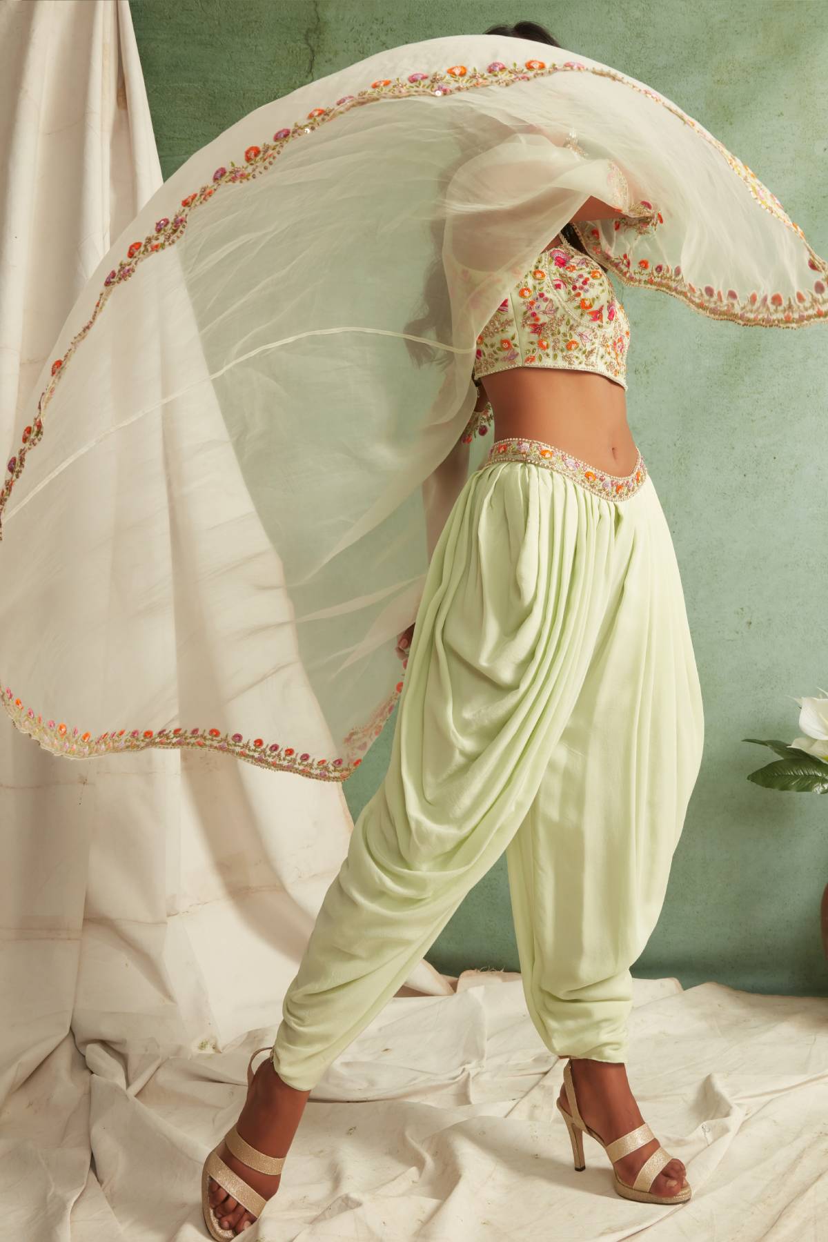 Embroidered Dhoti Set