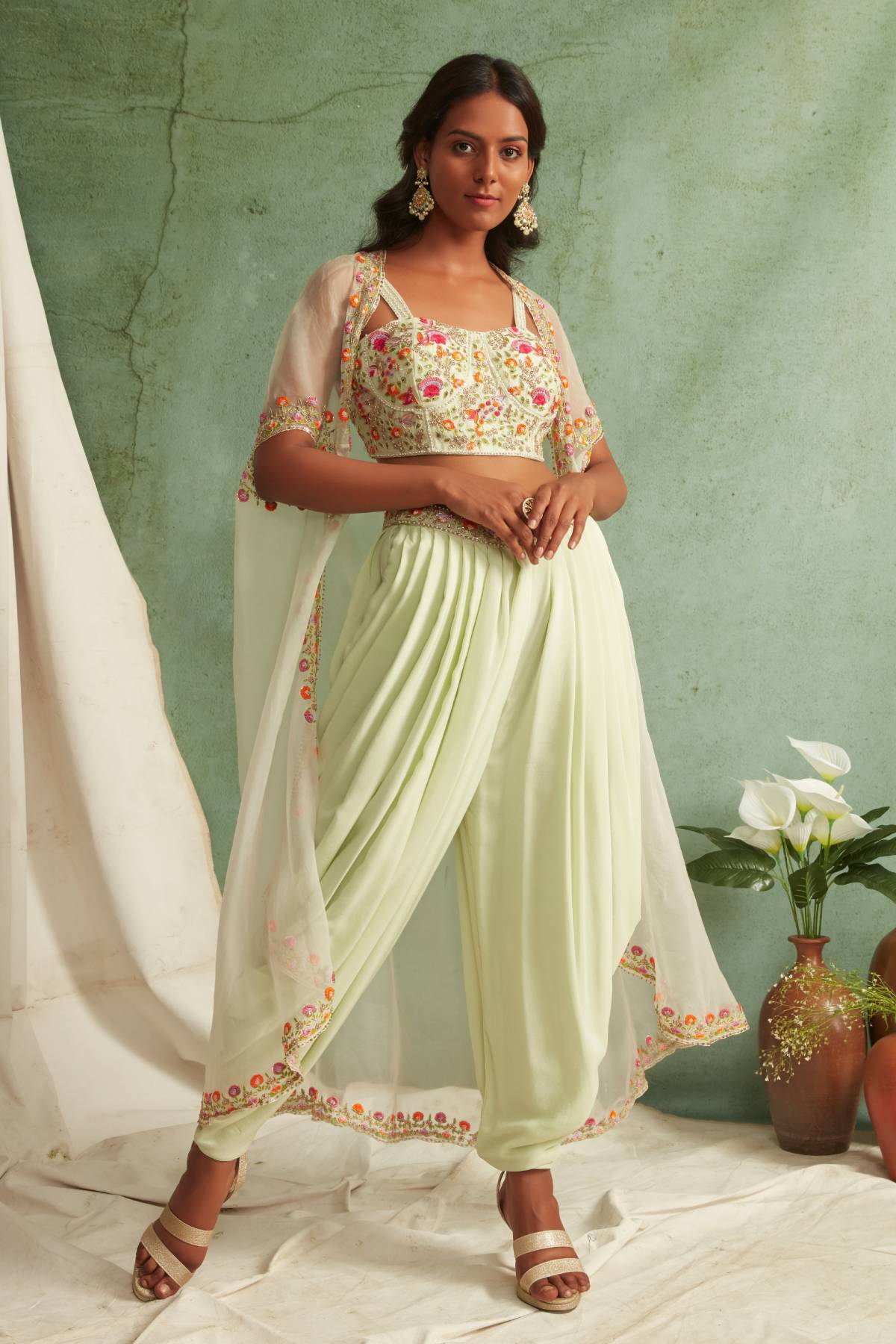 Embroidered Dhoti Set
