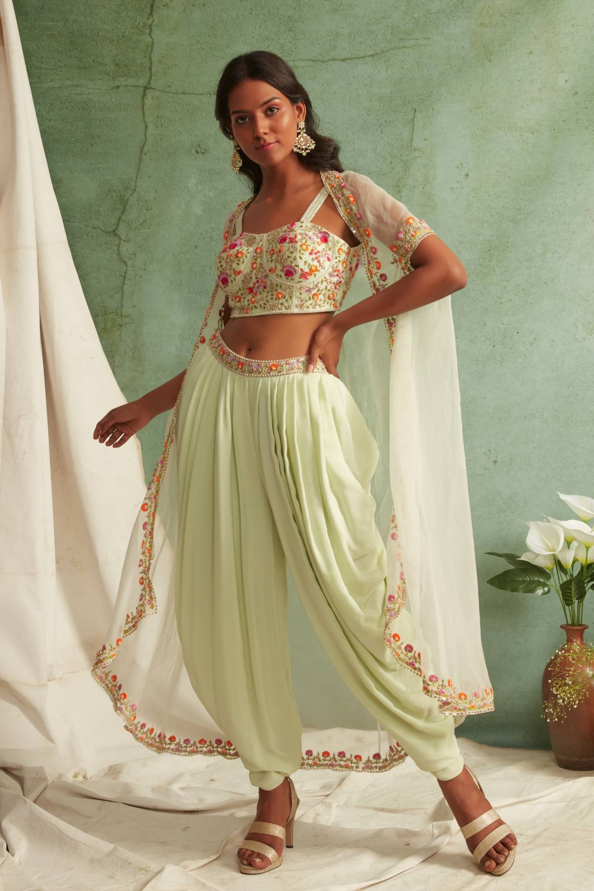 Embroidered Dhoti Set