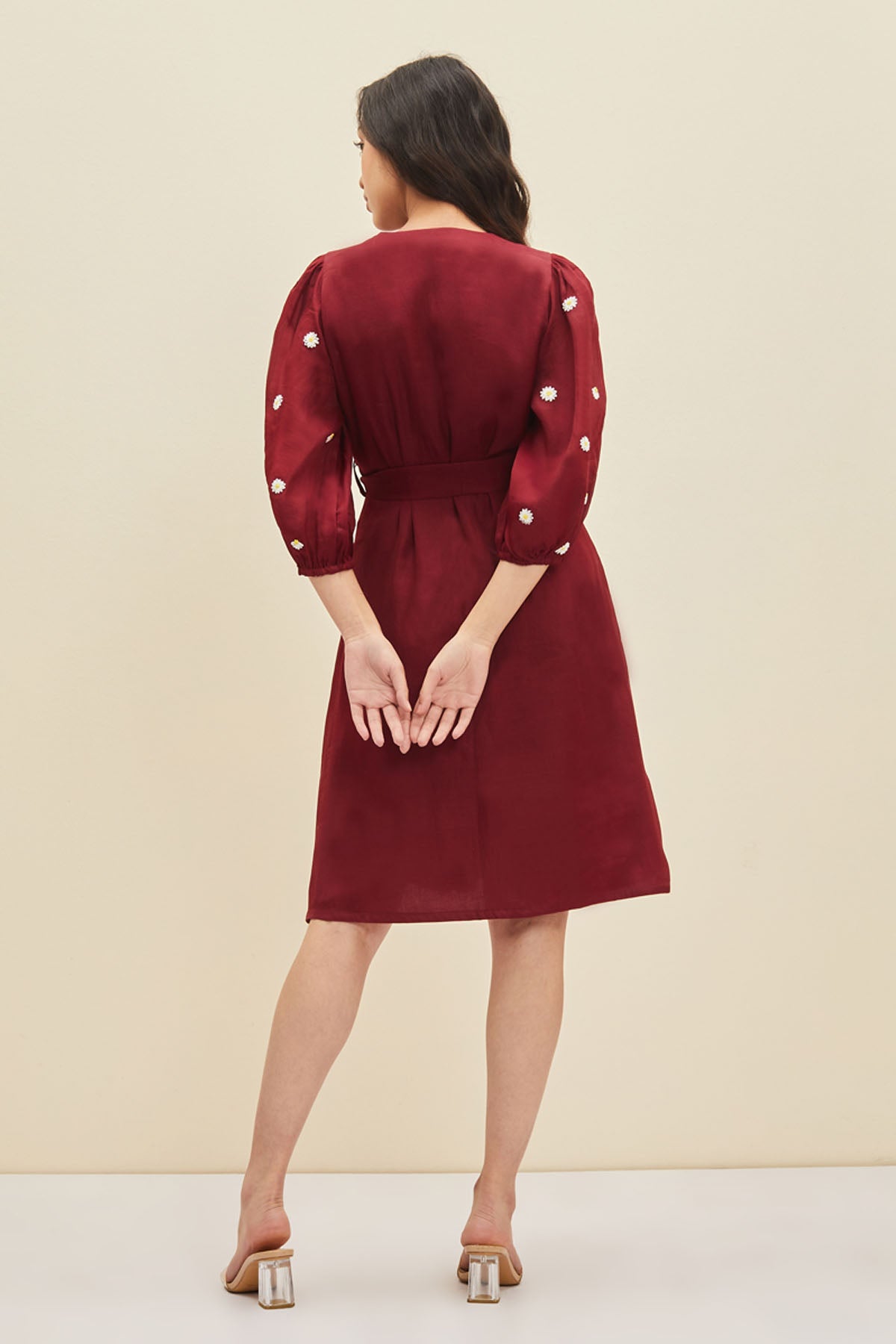 Embroidered Floral Midi Dress