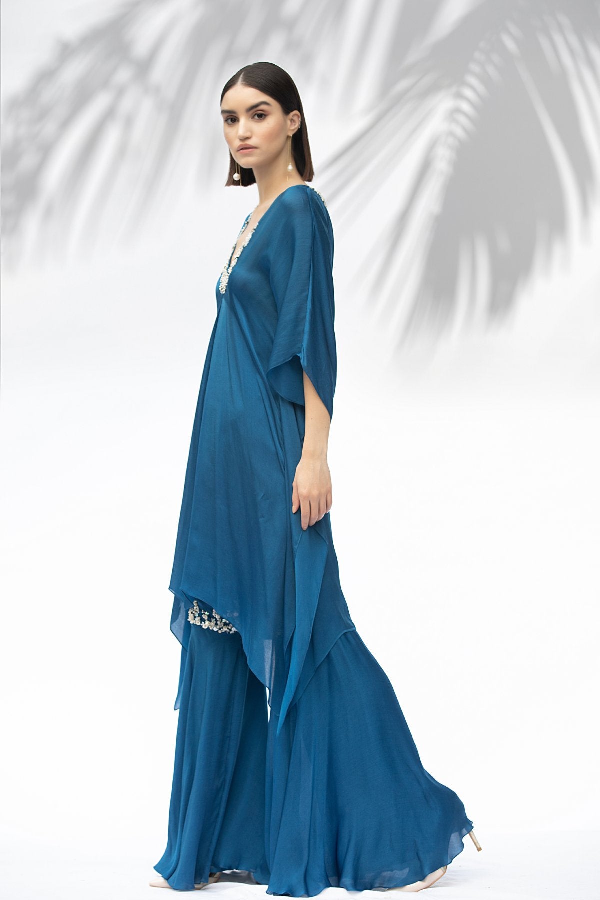 Peach Chanderi Cutwork Kurta Set