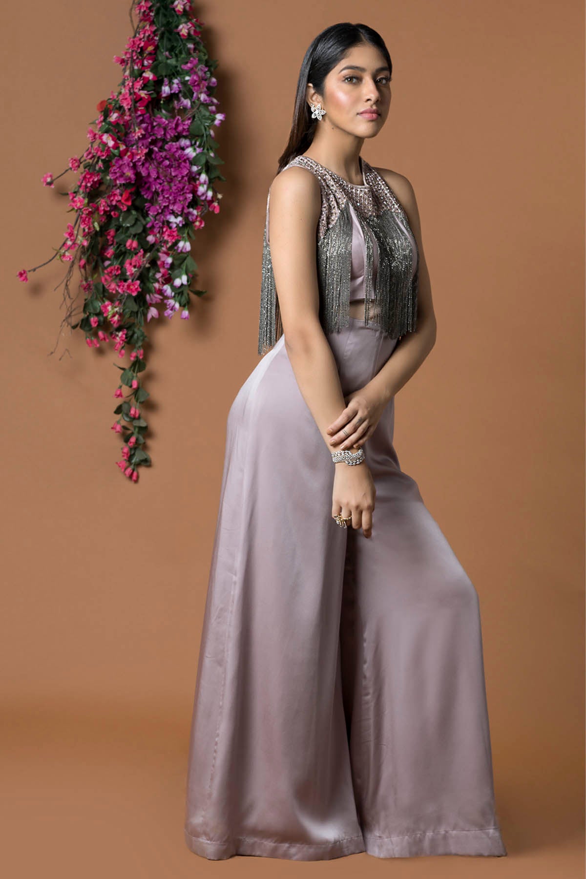 Embroidered Round Neck Jumpsuit