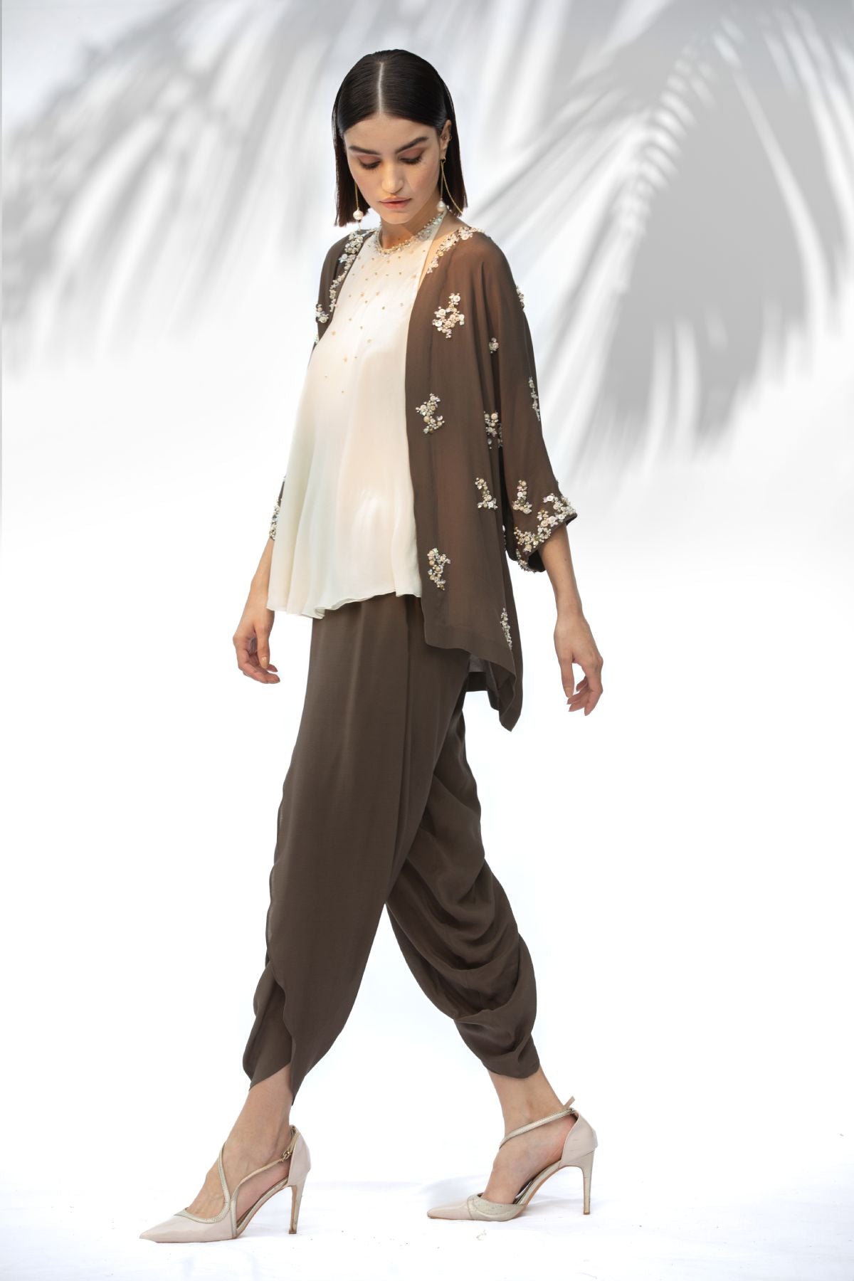 Green Embroidered Kimono Set