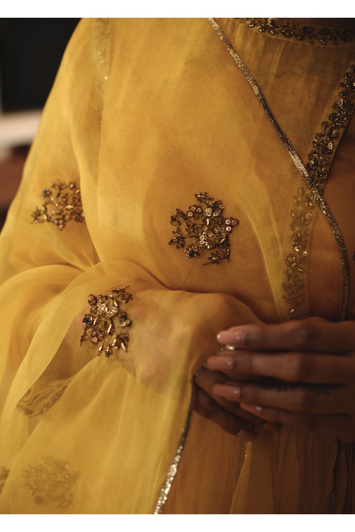 Yellow Aari Zardosi Kurta Set
