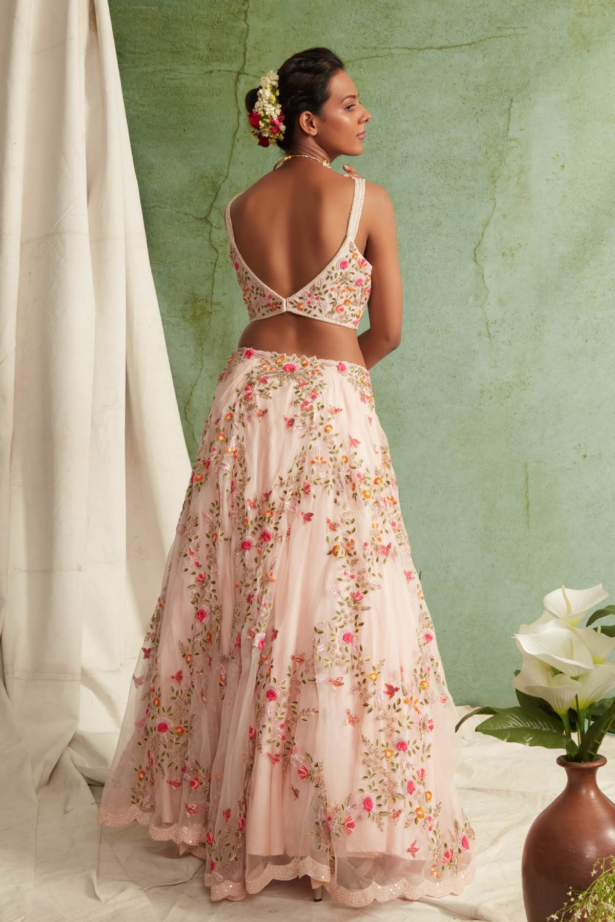 Pink Zardosi Work Lehenga Set