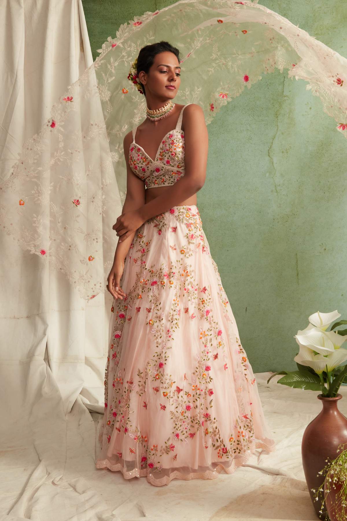 Pink Zardosi Work Lehenga Set