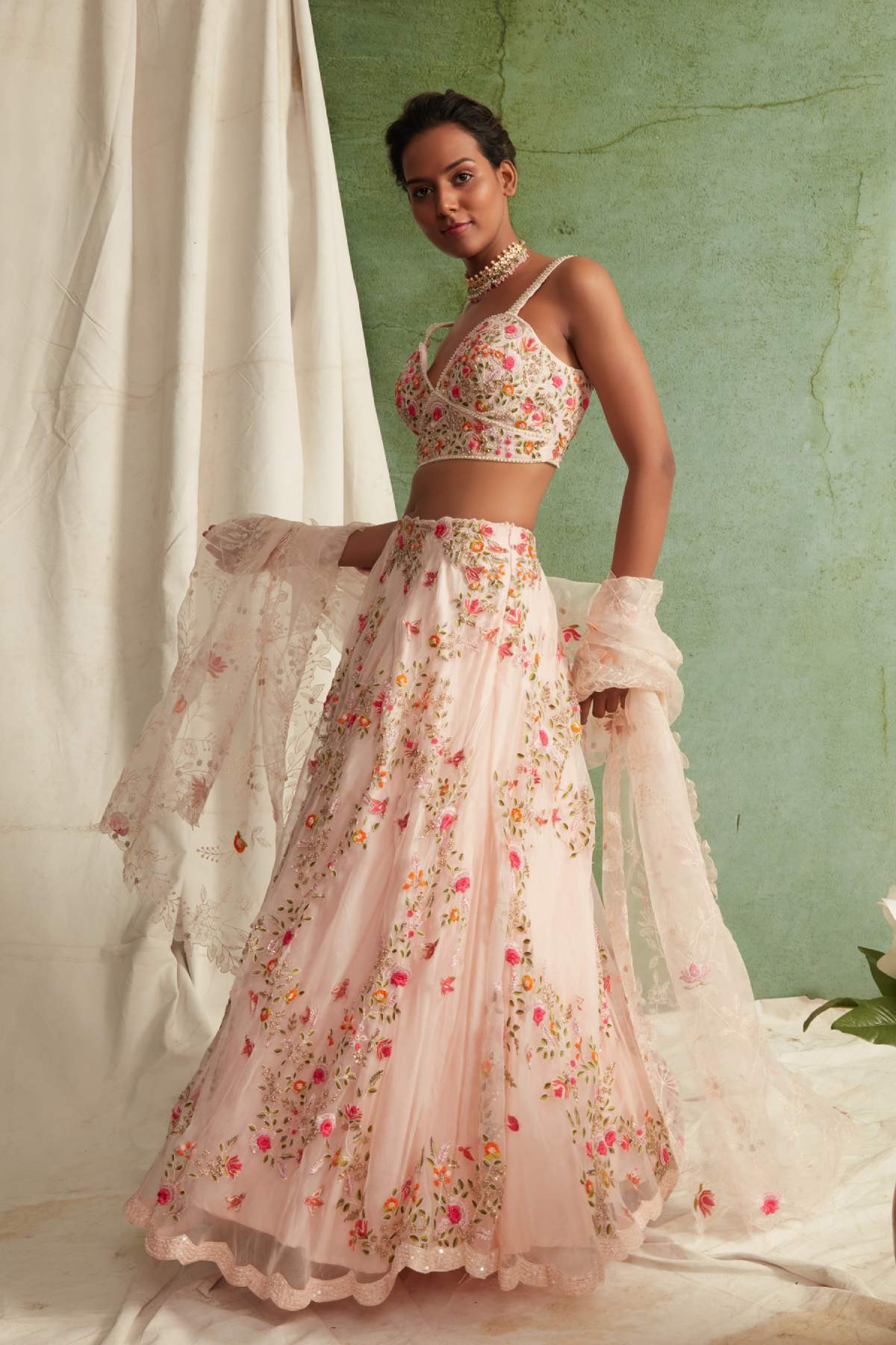 Pink Zardosi Work Lehenga Set