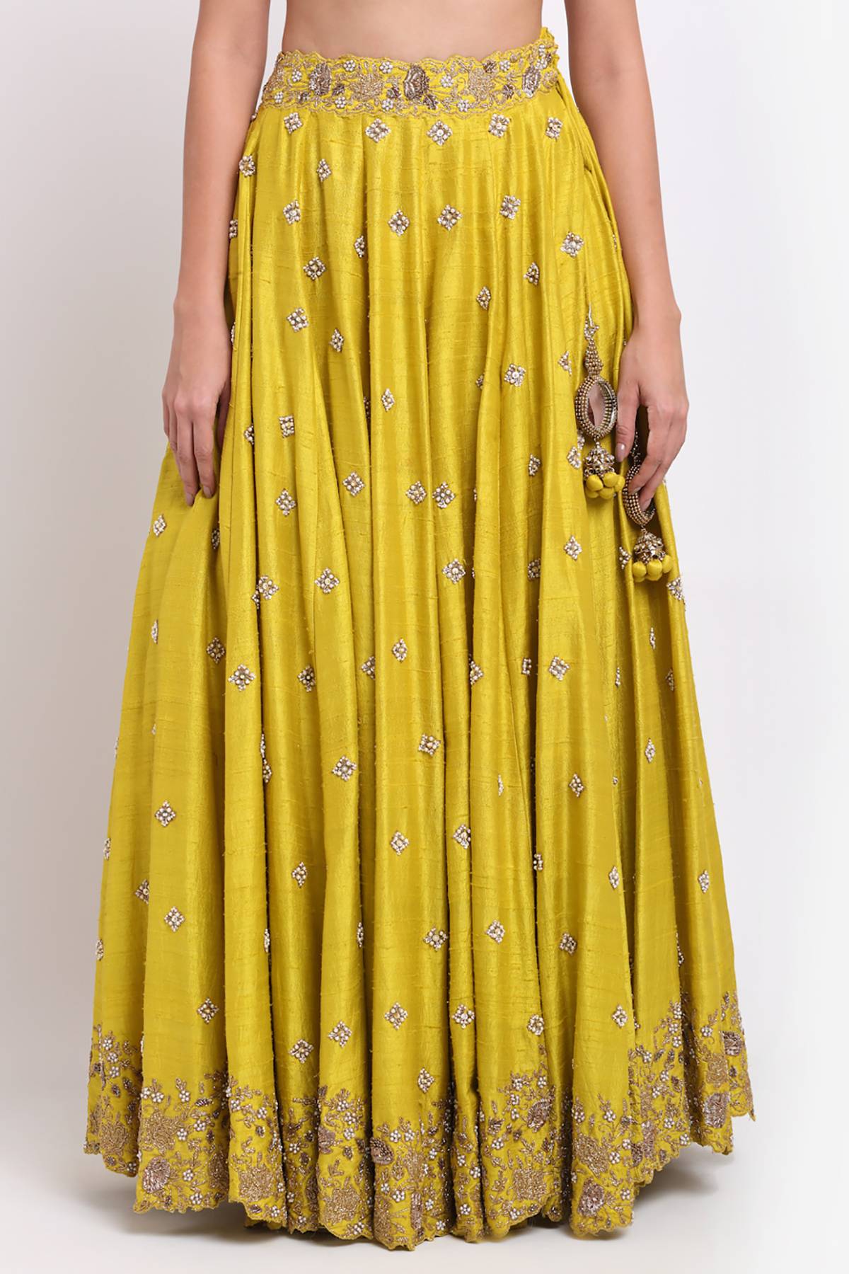 Green Zardosi Work Lehenga Set