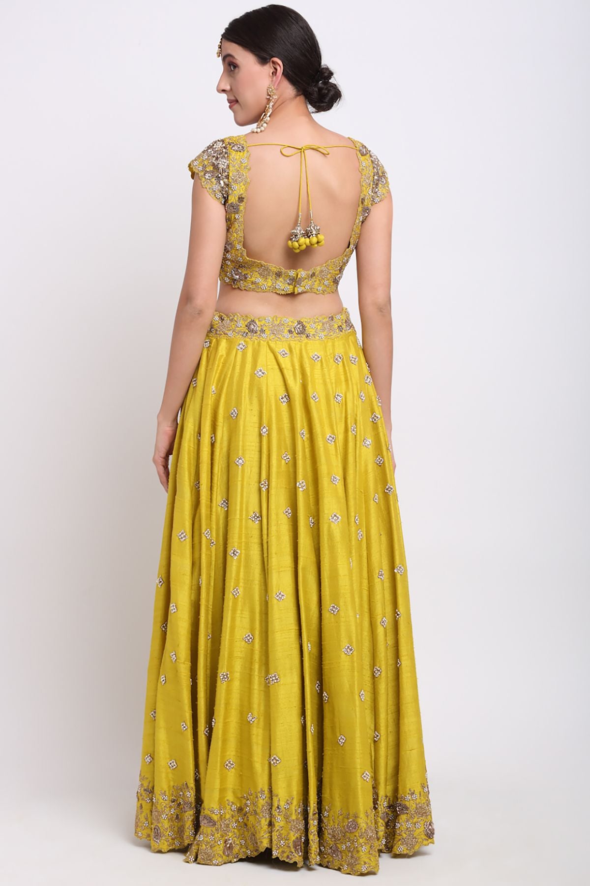 Green Zardosi Work Lehenga Set