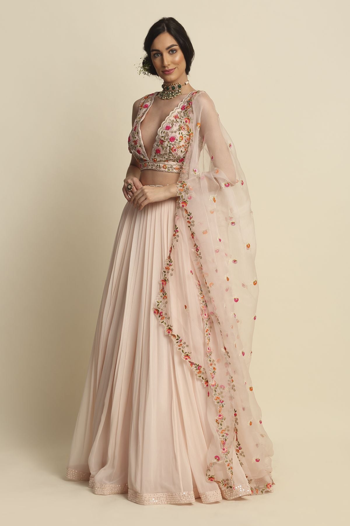 Blush Pink Zardosi Lehenga Set