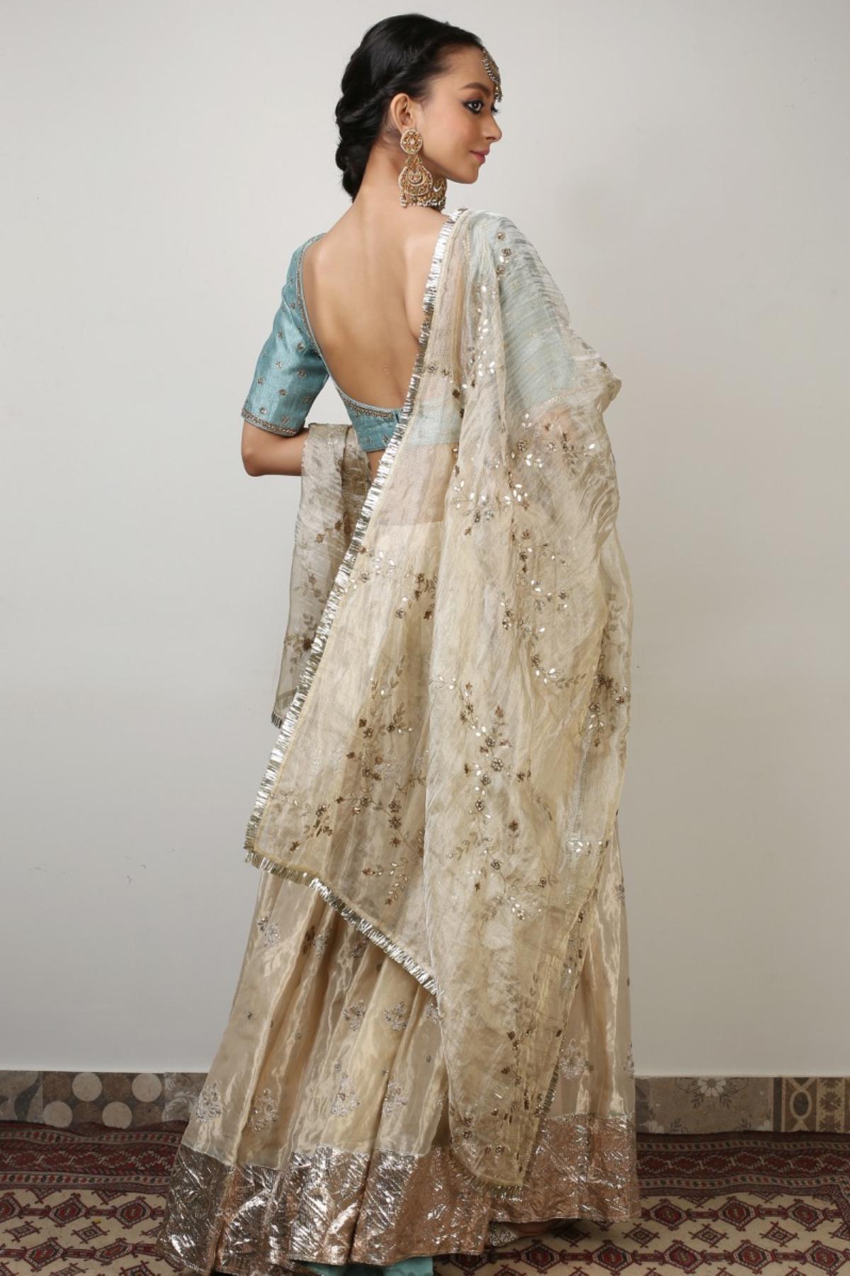 Blue Aari Zardosi Lehenga Set