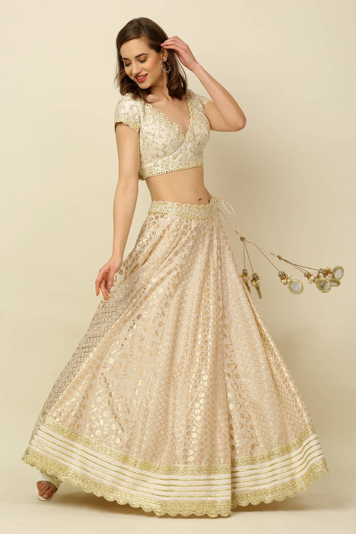 Ivory Dori Work Lehenga Set