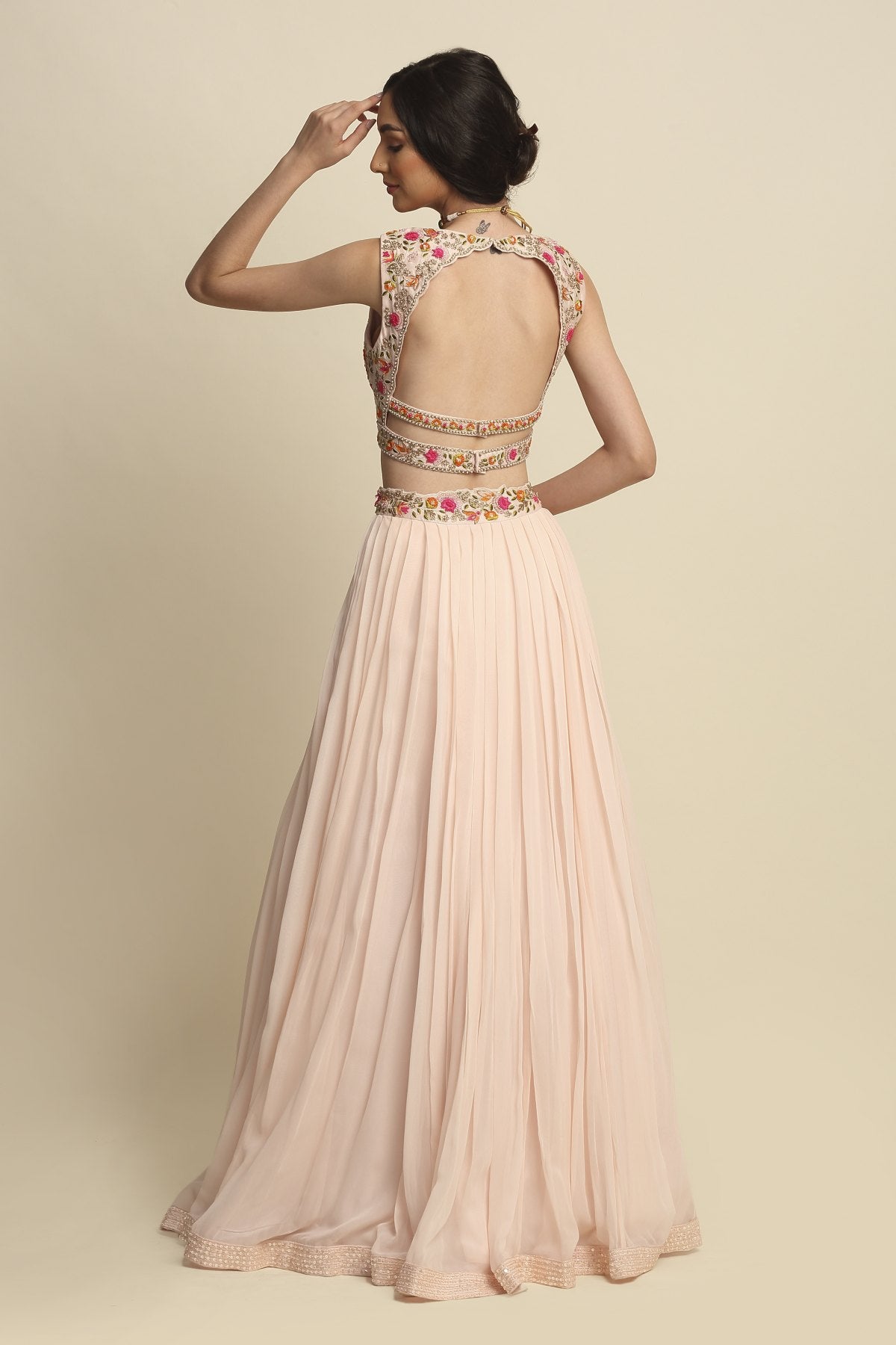 Blush Pink Zardosi Lehenga Set
