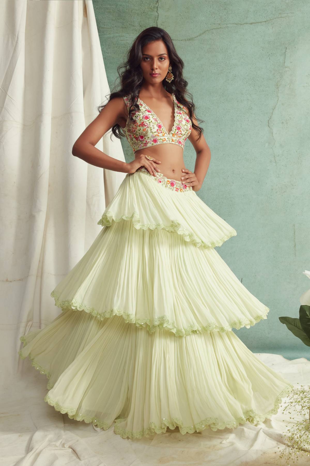 Mint Green Zardosi Lehenga Set
