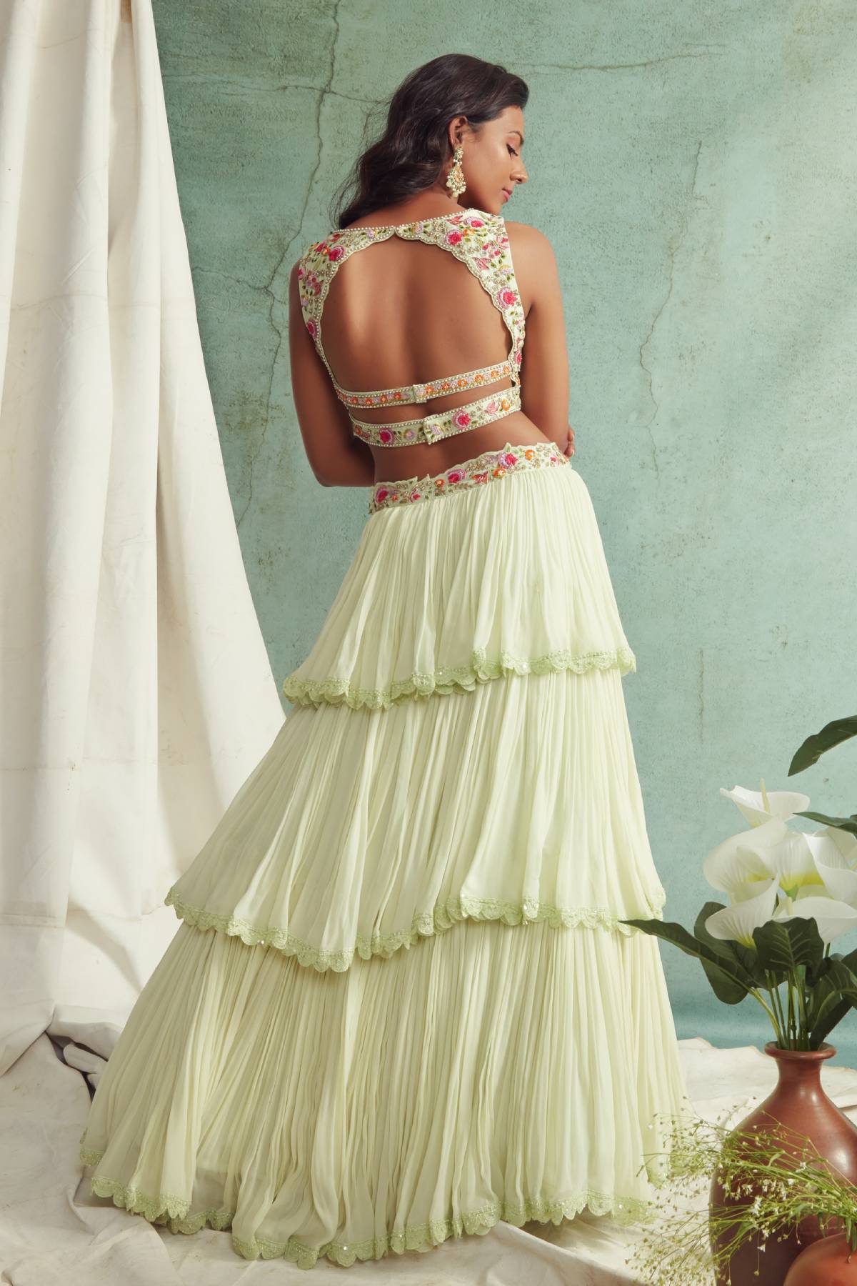 Mint Green Zardosi Lehenga Set