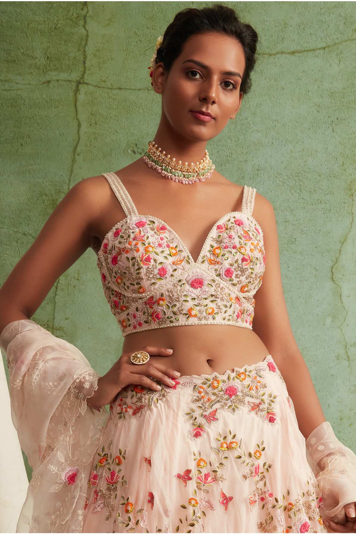 Pink Zardosi Work Lehenga Set