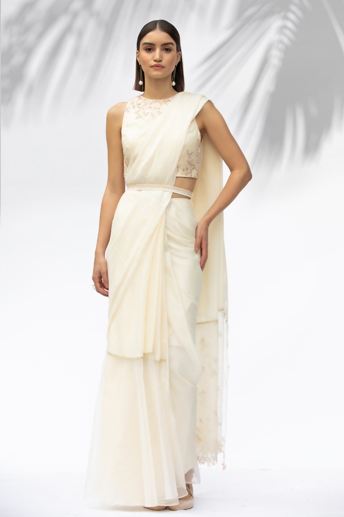 Buy Embroidered Pleated Saree by Mandira Wirk