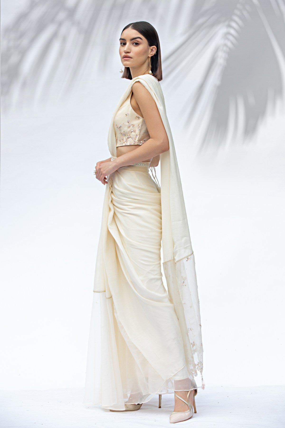 Embroidered Pleated Saree