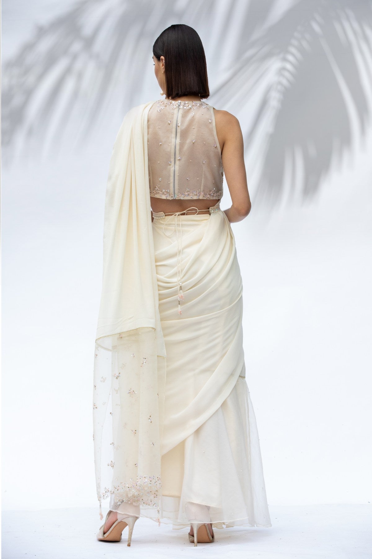 Embroidered Pleated Saree