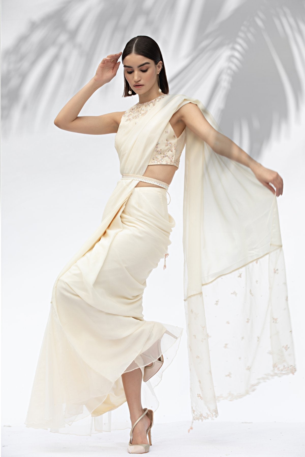 Embroidered Pleated Saree