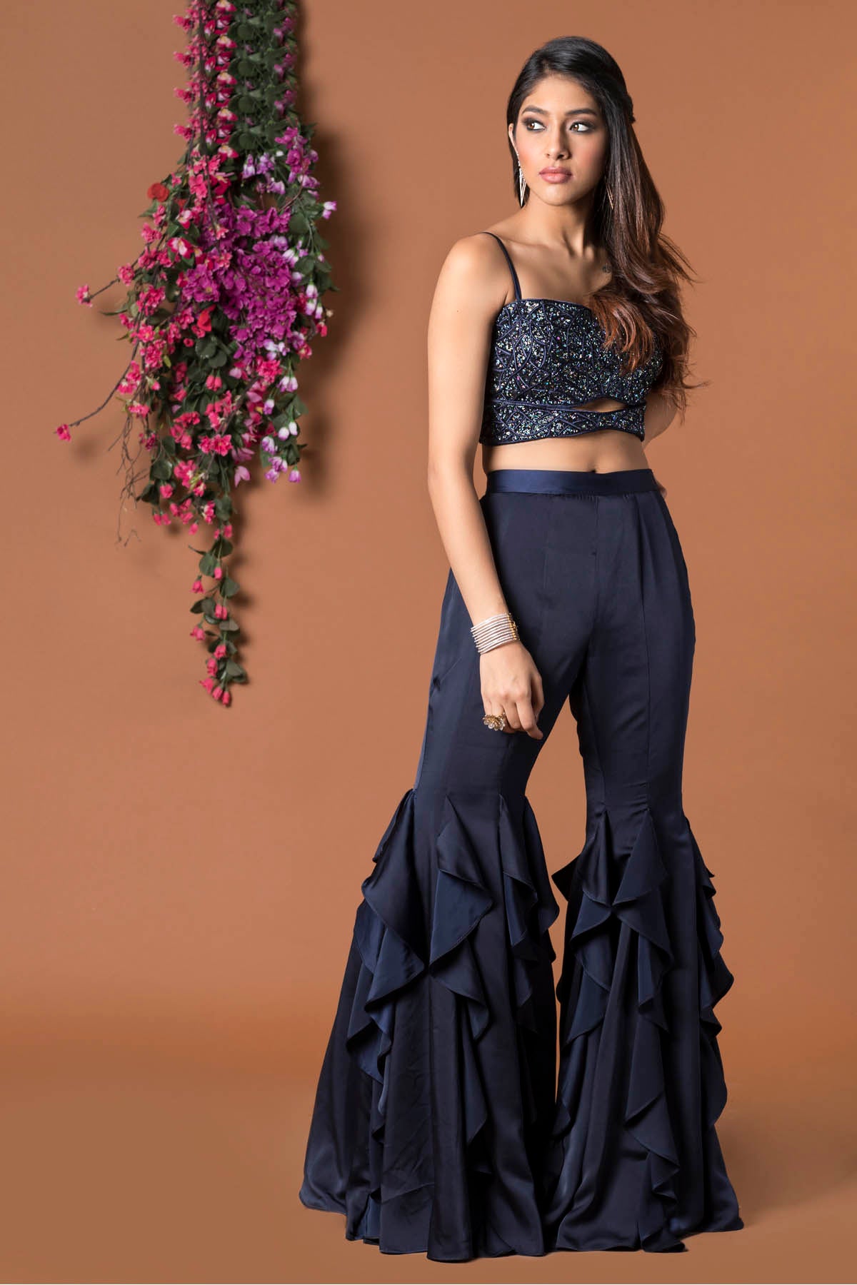 Embroidered Ruffle Pant Set