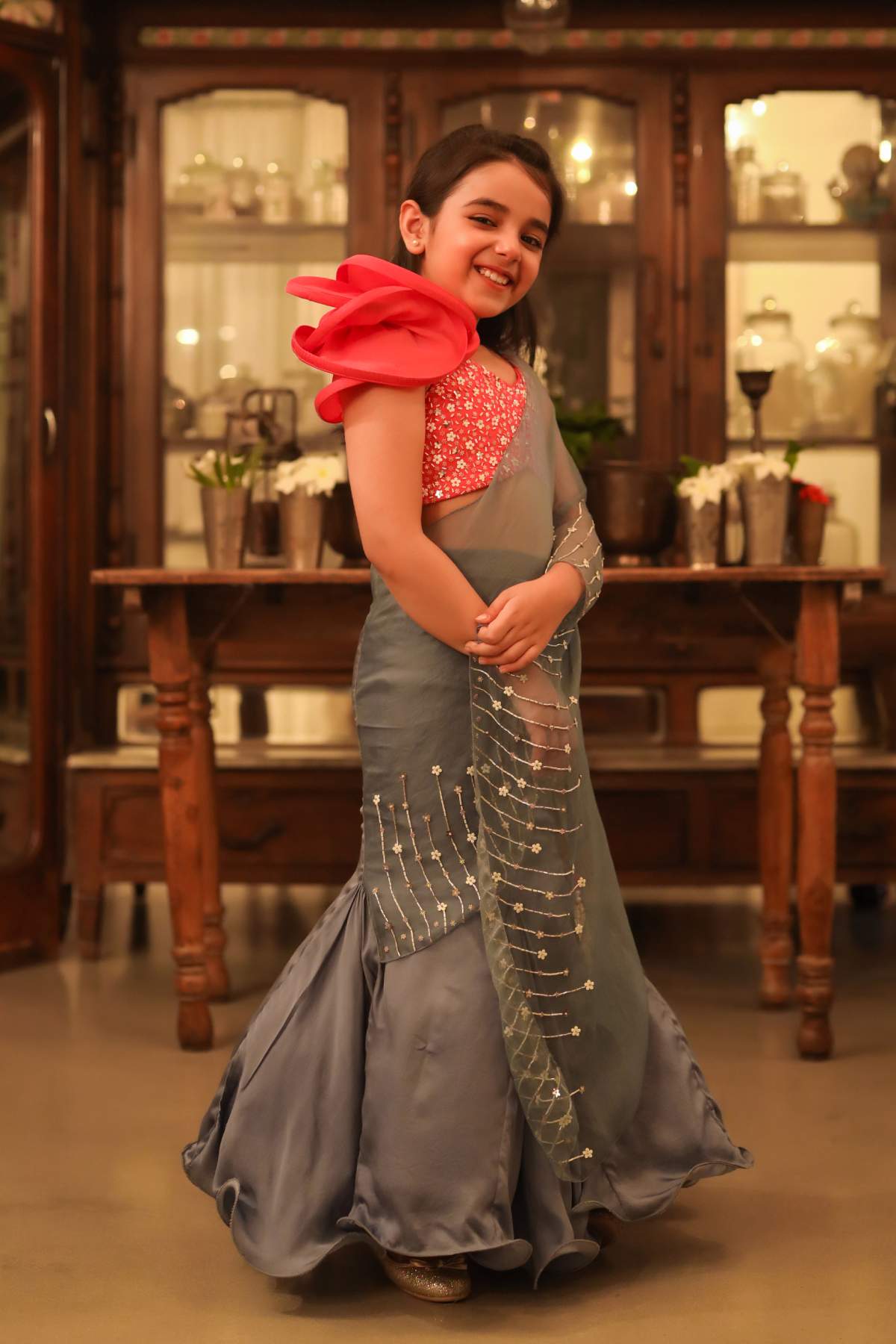 Embroidered Drape Sequins Saree