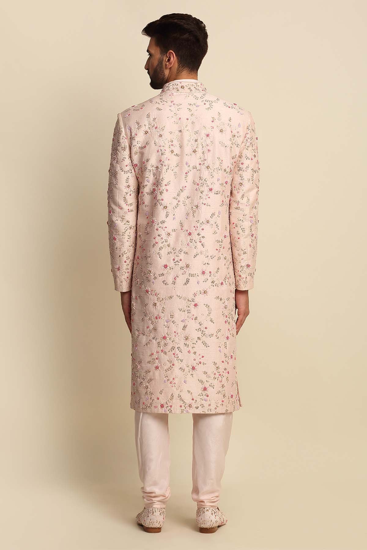 Pink Zardosi Work Sherwani Set