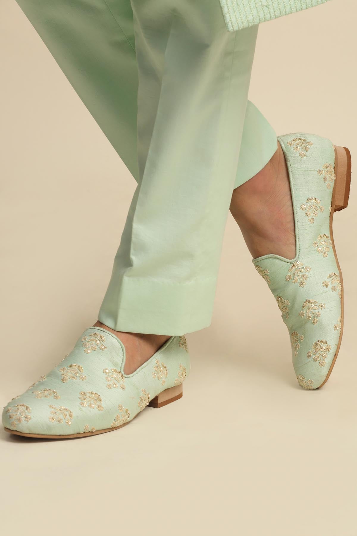 Green Embroidered Sherwani Set