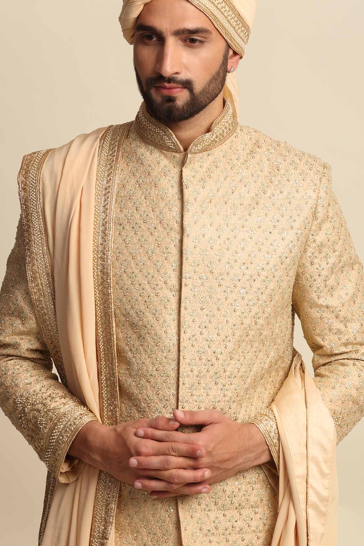 Gold Embroidered Sherwani Set