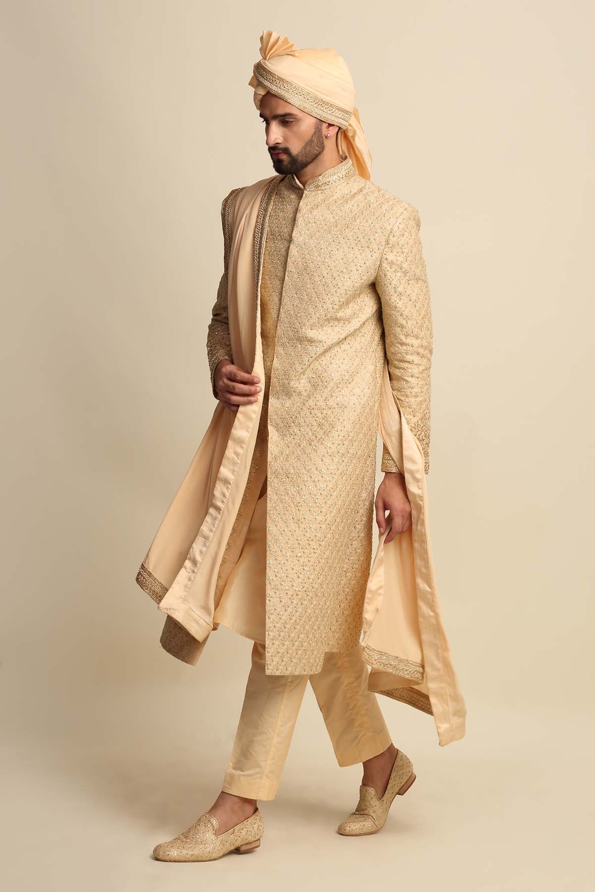 Gold Embroidered Sherwani Set