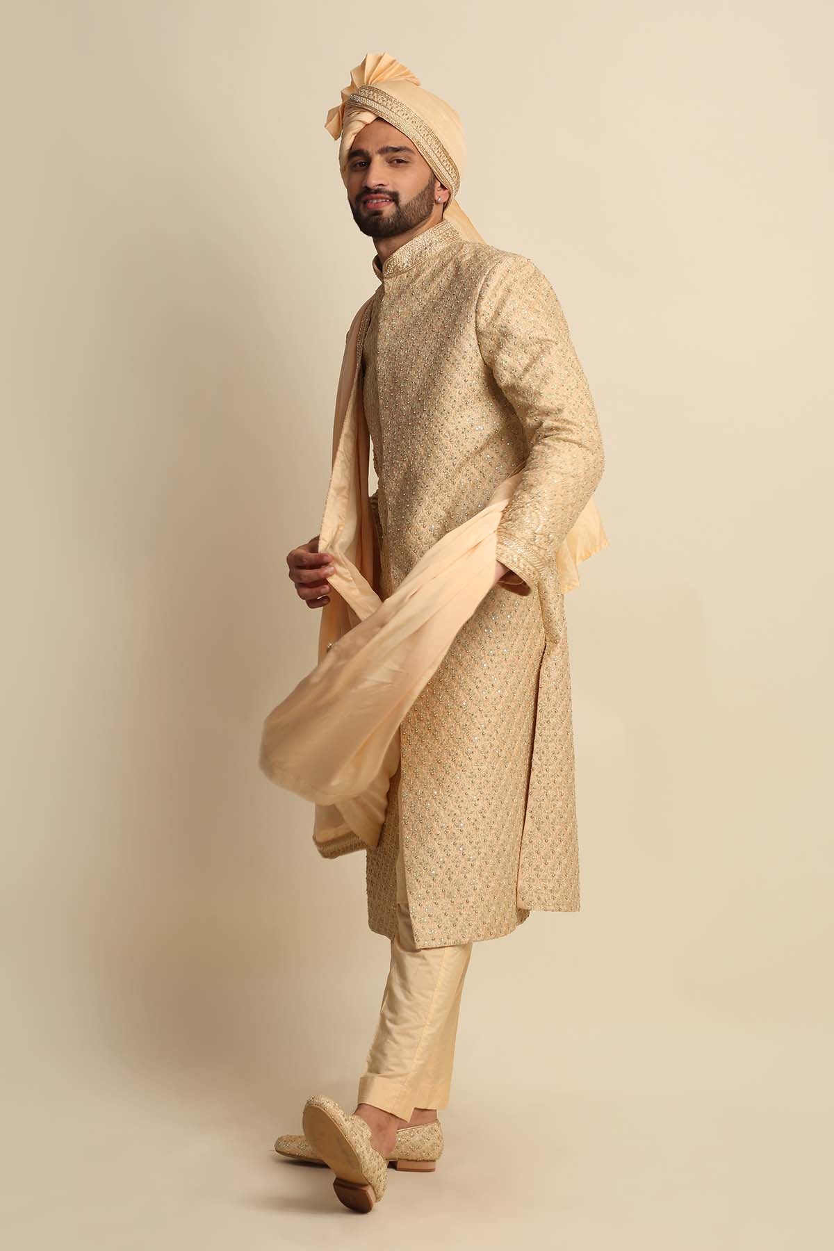 Gold Embroidered Sherwani Set