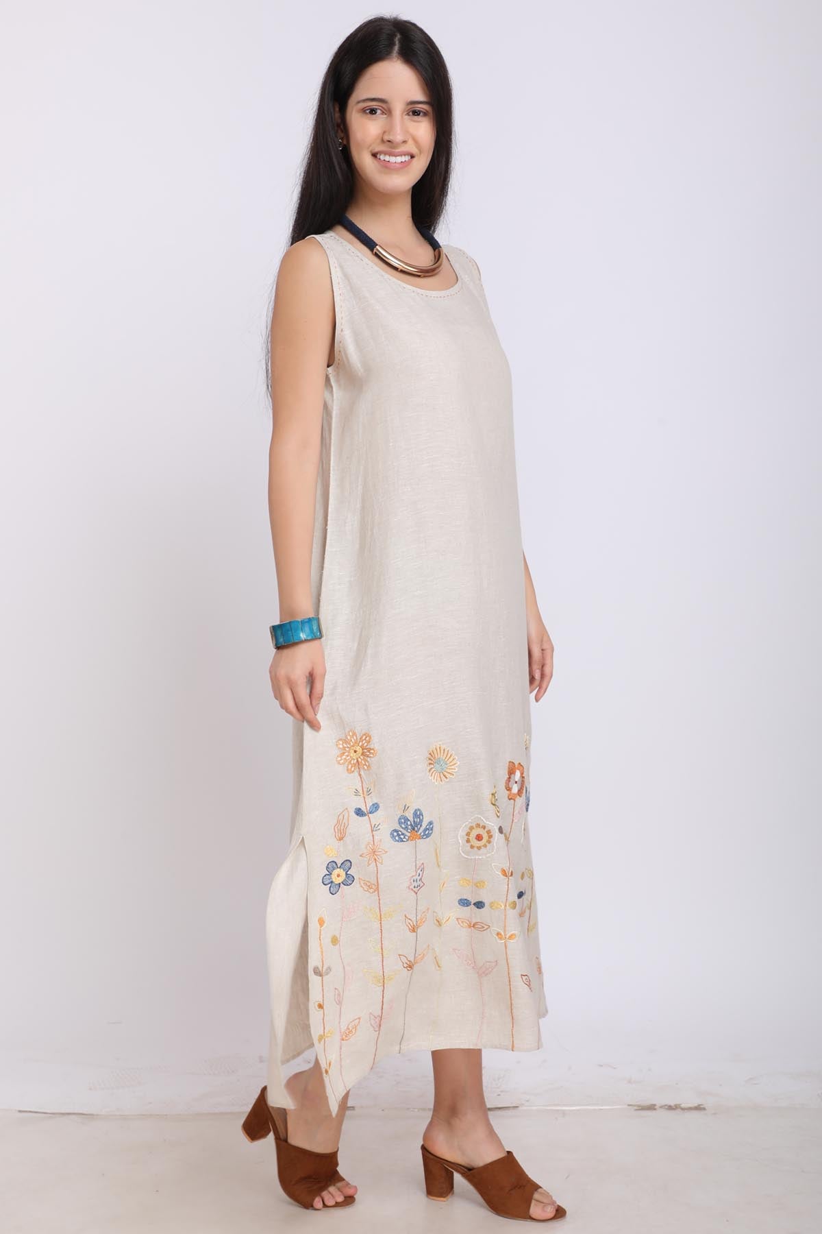 Embroidered Sleeveless Dress